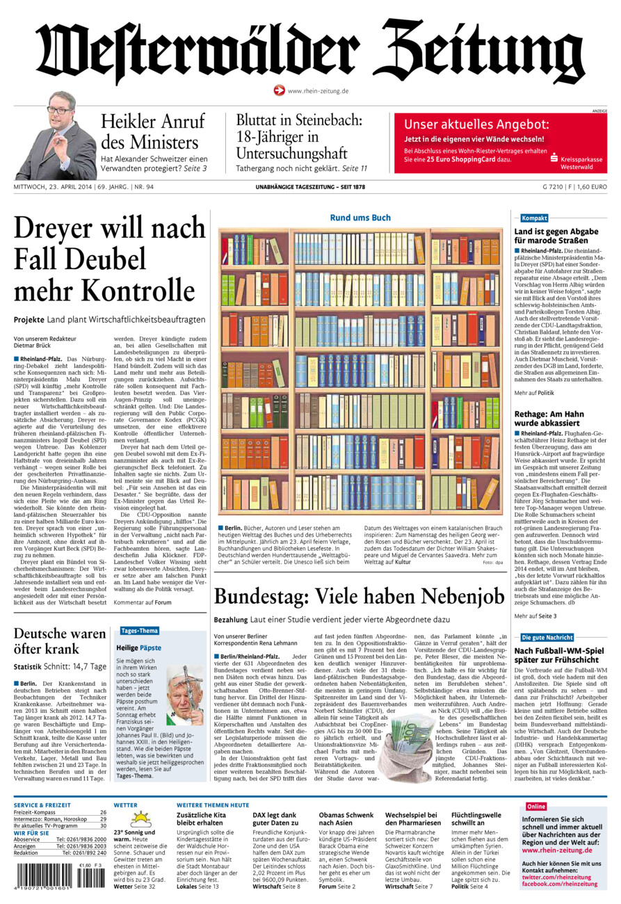 Westerwälder Zeitung vom Mittwoch, 23.04.2014