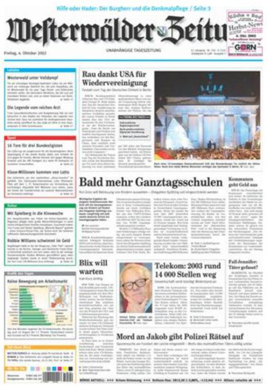 Westerwälder Zeitung vom Freitag, 04.10.2002
