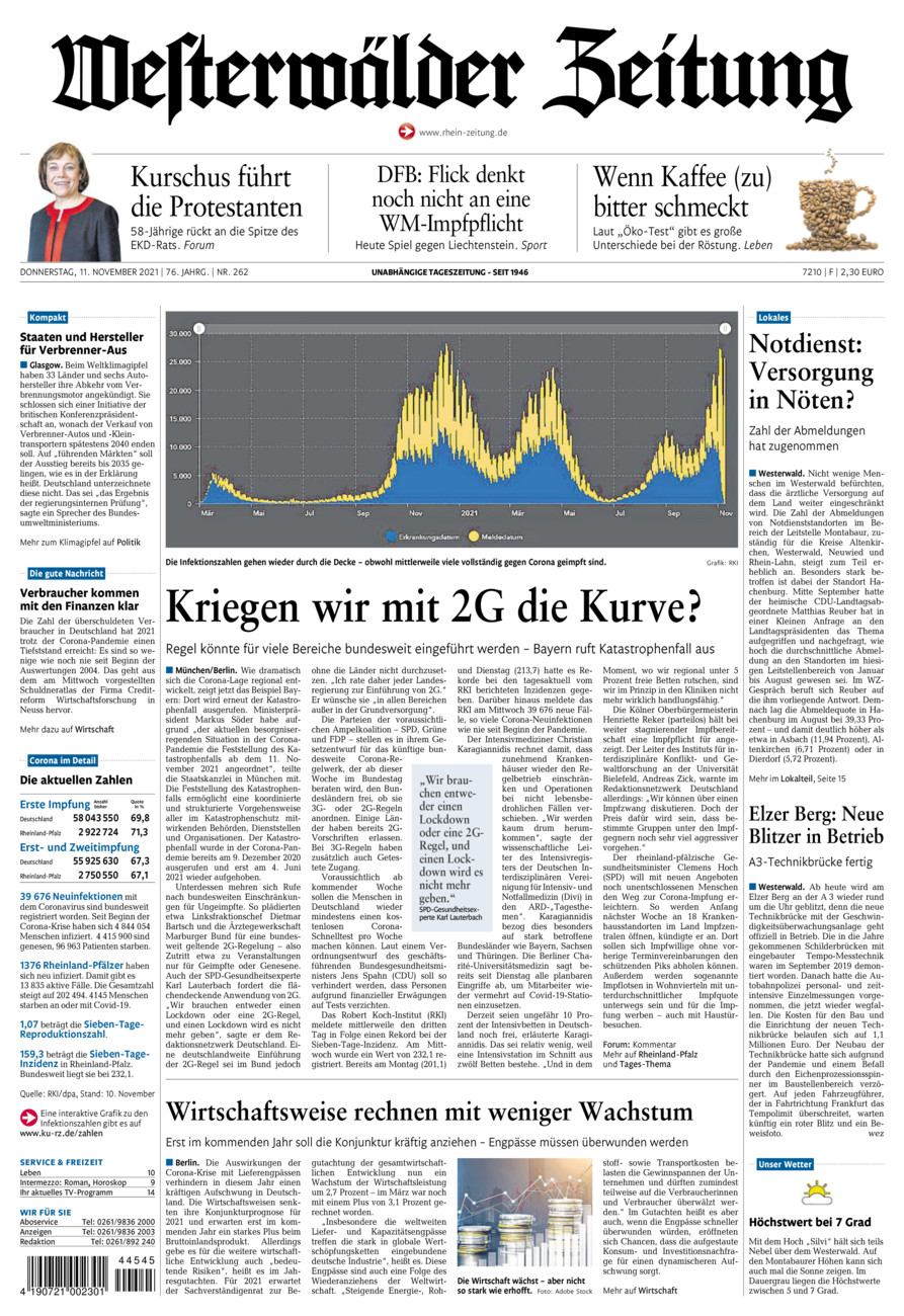 Westerwälder Zeitung vom Donnerstag, 11.11.2021