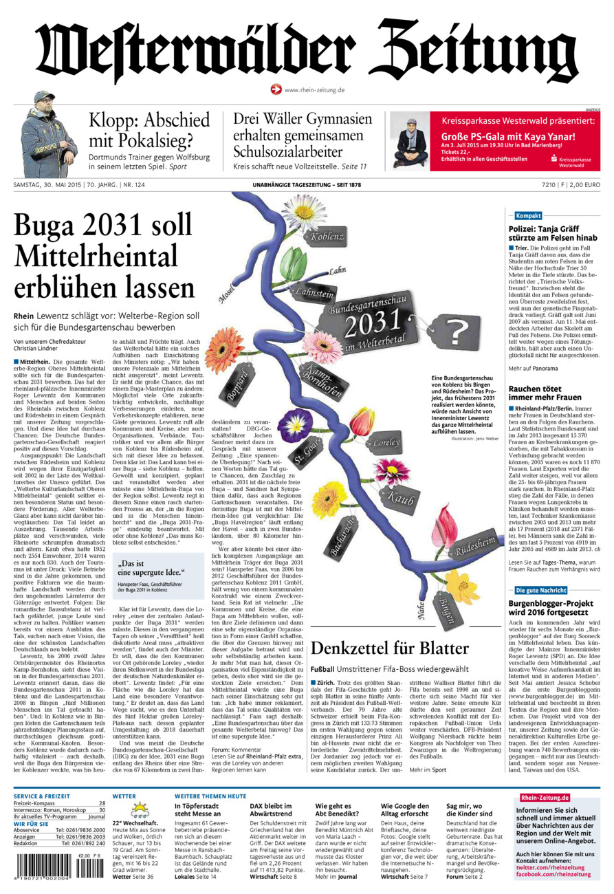 Westerwälder Zeitung vom Samstag, 30.05.2015