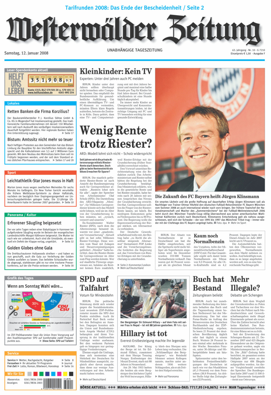 Westerwälder Zeitung vom Samstag, 12.01.2008