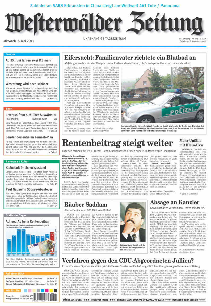 Westerwälder Zeitung vom Mittwoch, 07.05.2003