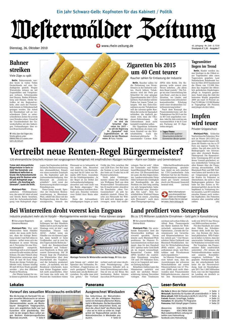 Westerwälder Zeitung vom Dienstag, 26.10.2010