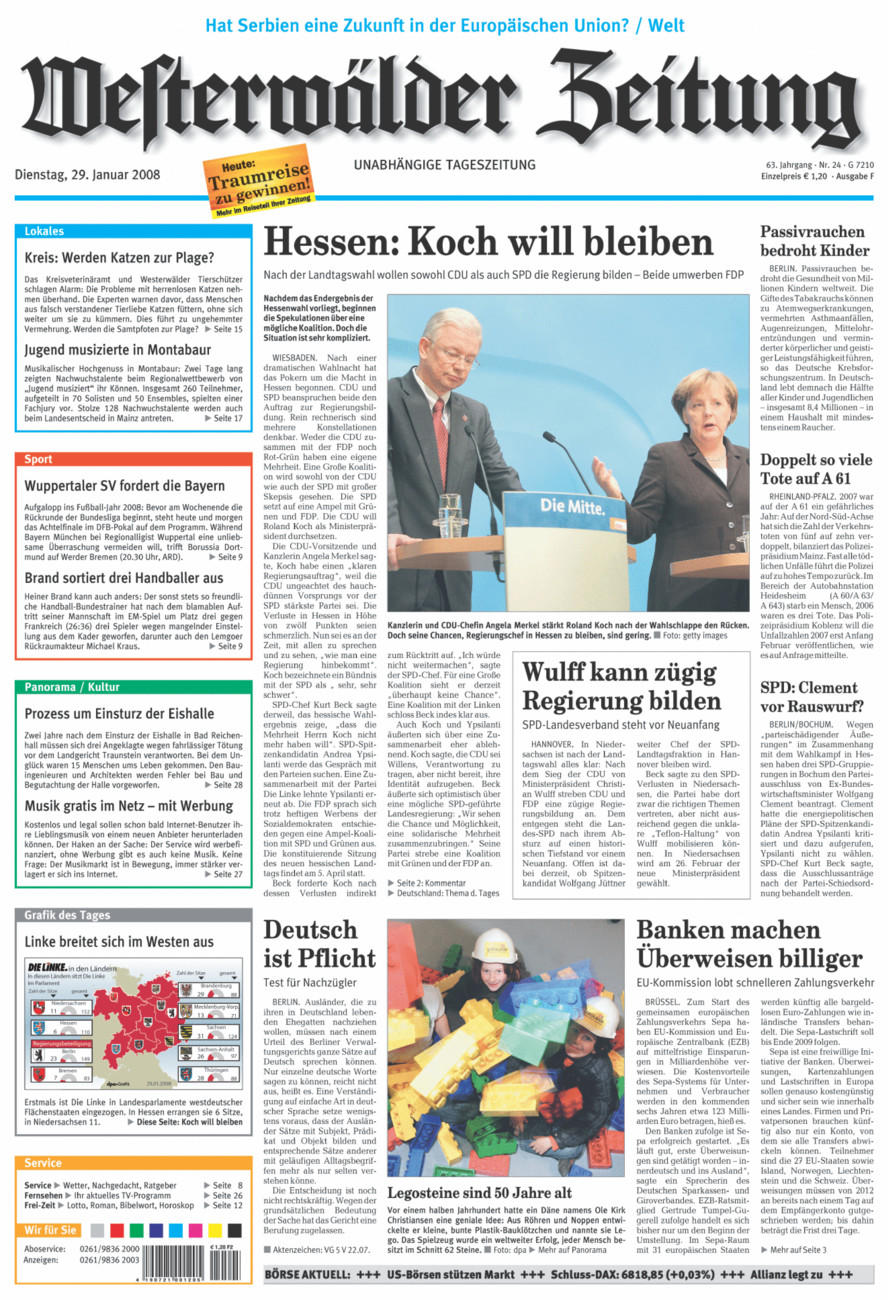 Westerwälder Zeitung vom Dienstag, 29.01.2008