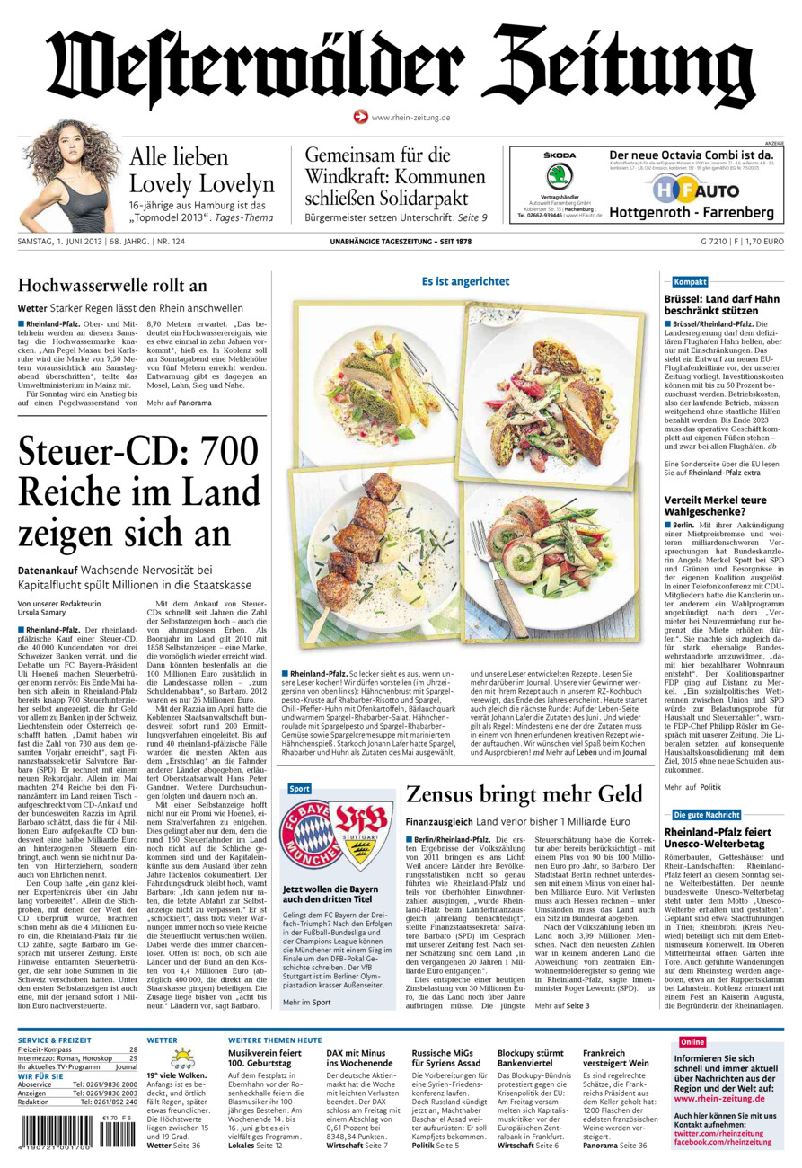 Westerwälder Zeitung vom Samstag, 01.06.2013
