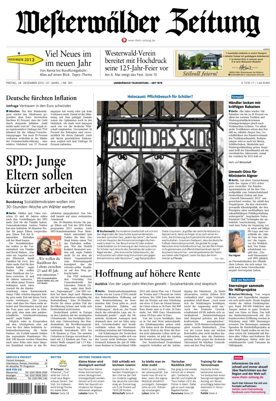 Westerwälder Zeitung vom Freitag, 28.12.2012