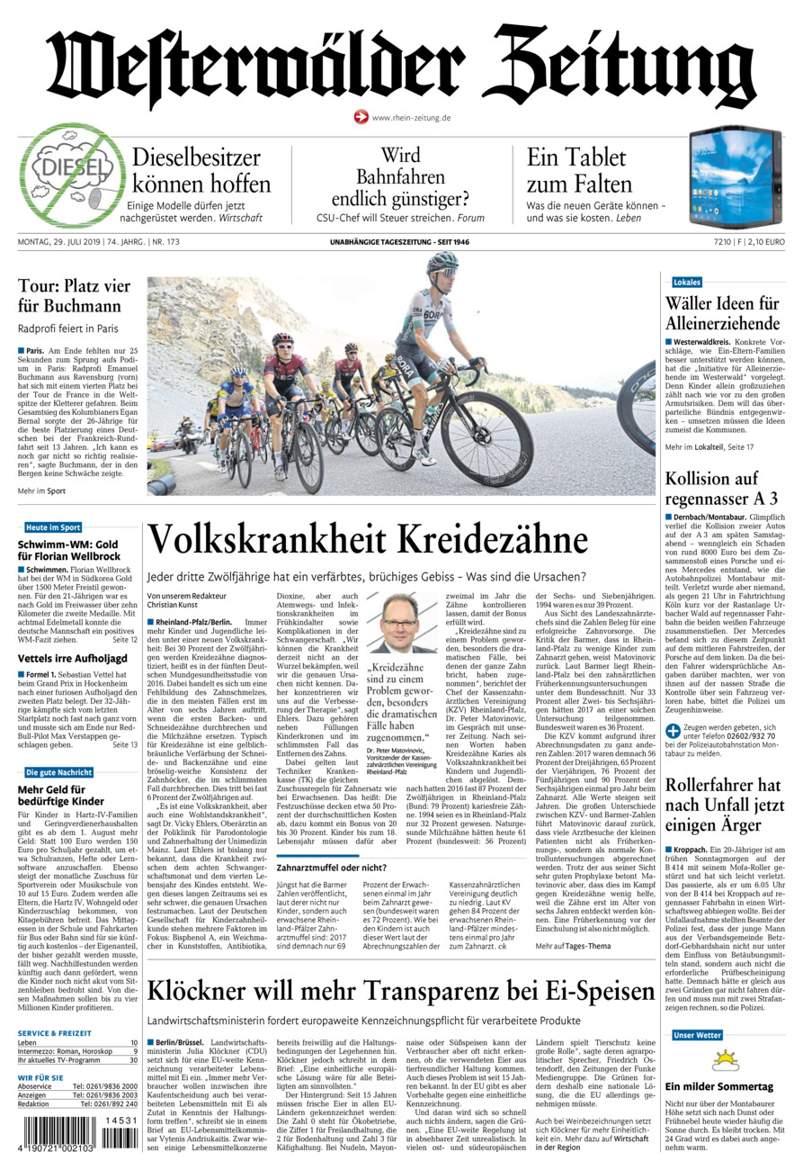 Westerwälder Zeitung vom Montag, 29.07.2019