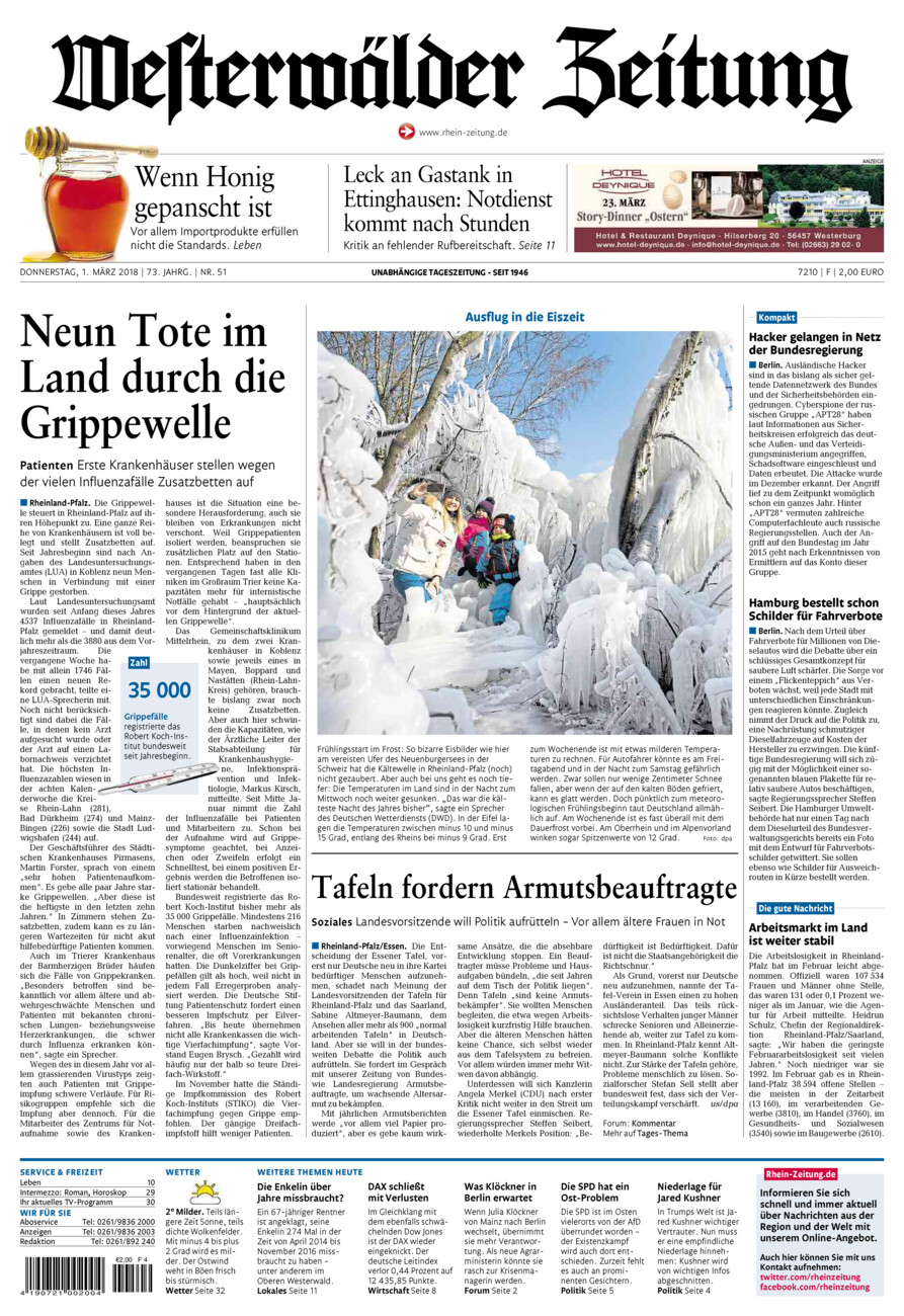 Westerwälder Zeitung vom Donnerstag, 01.03.2018