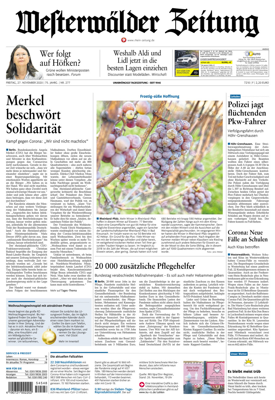 Westerwälder Zeitung vom Freitag, 27.11.2020