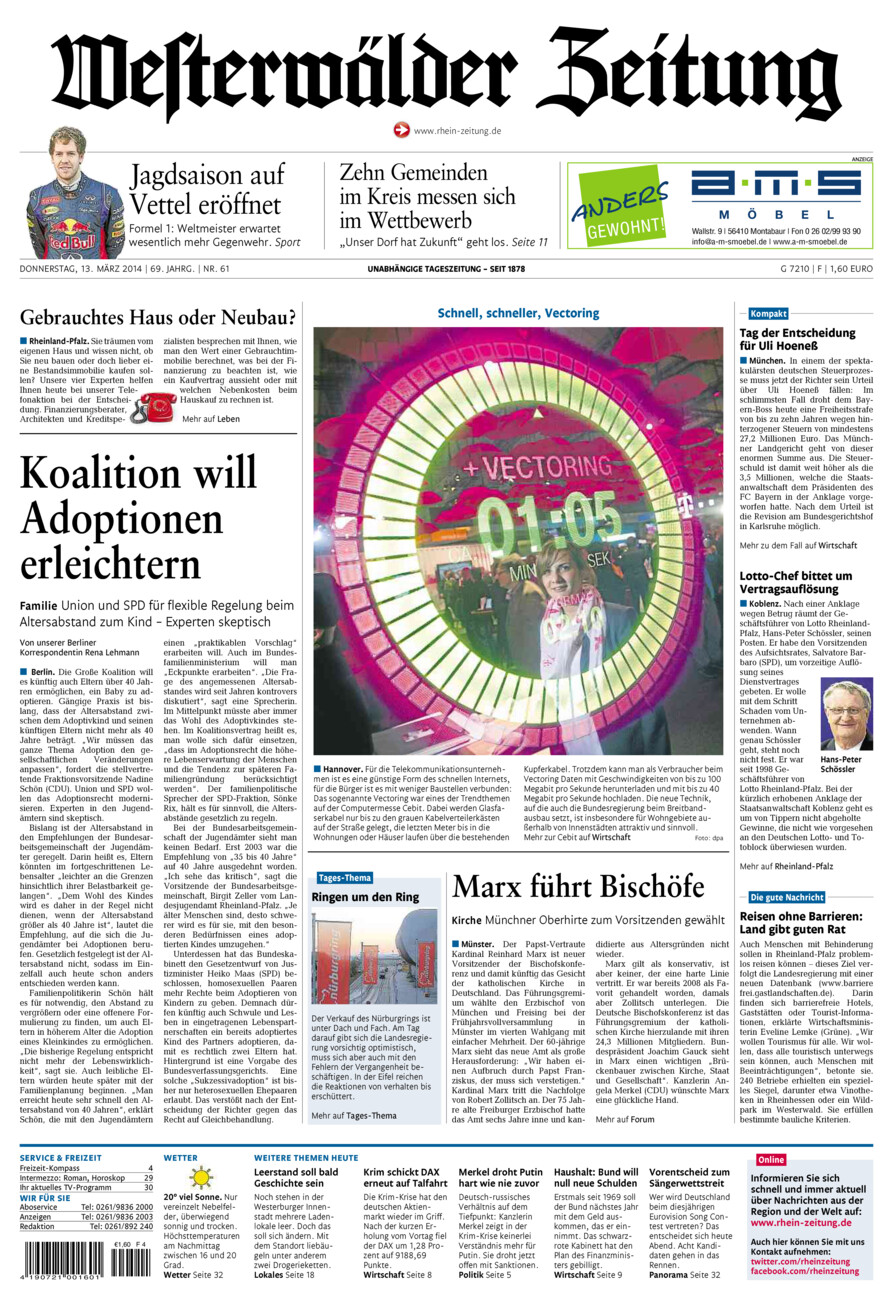 Westerwälder Zeitung vom Donnerstag, 13.03.2014