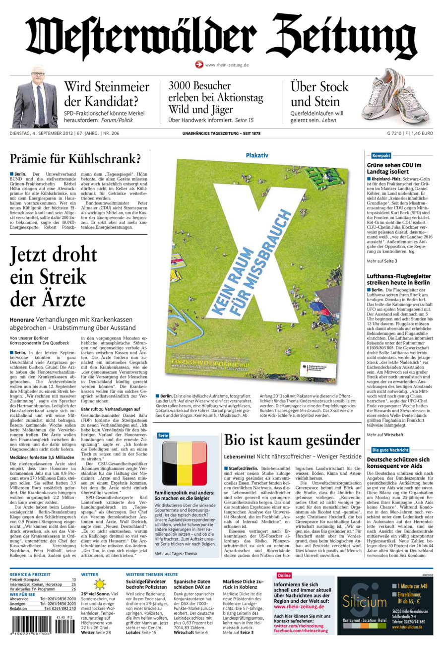 Westerwälder Zeitung vom Dienstag, 04.09.2012