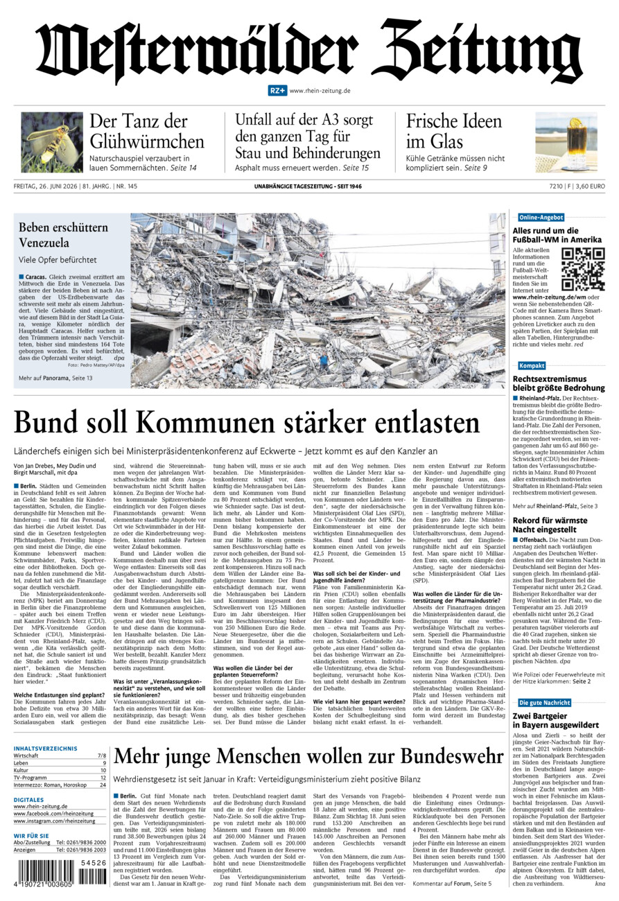 Westerwälder Zeitung vom Freitag, 26.06.2026
