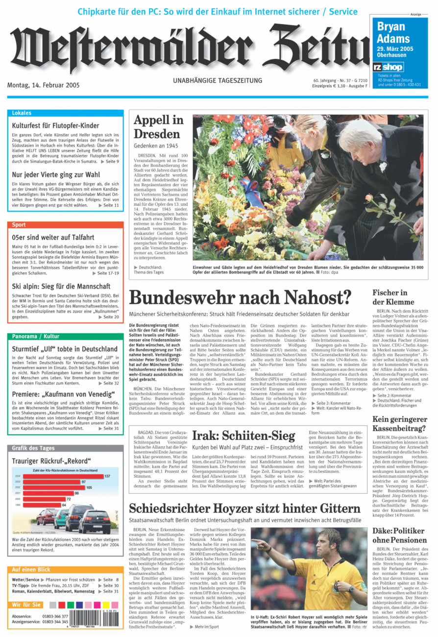 Westerwälder Zeitung vom Montag, 14.02.2005