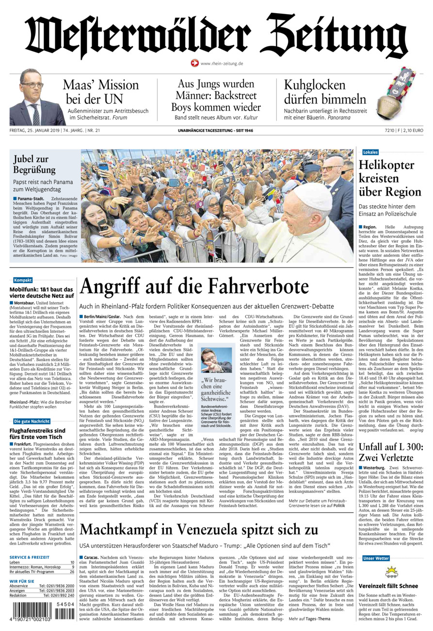 Westerwälder Zeitung vom Freitag, 25.01.2019