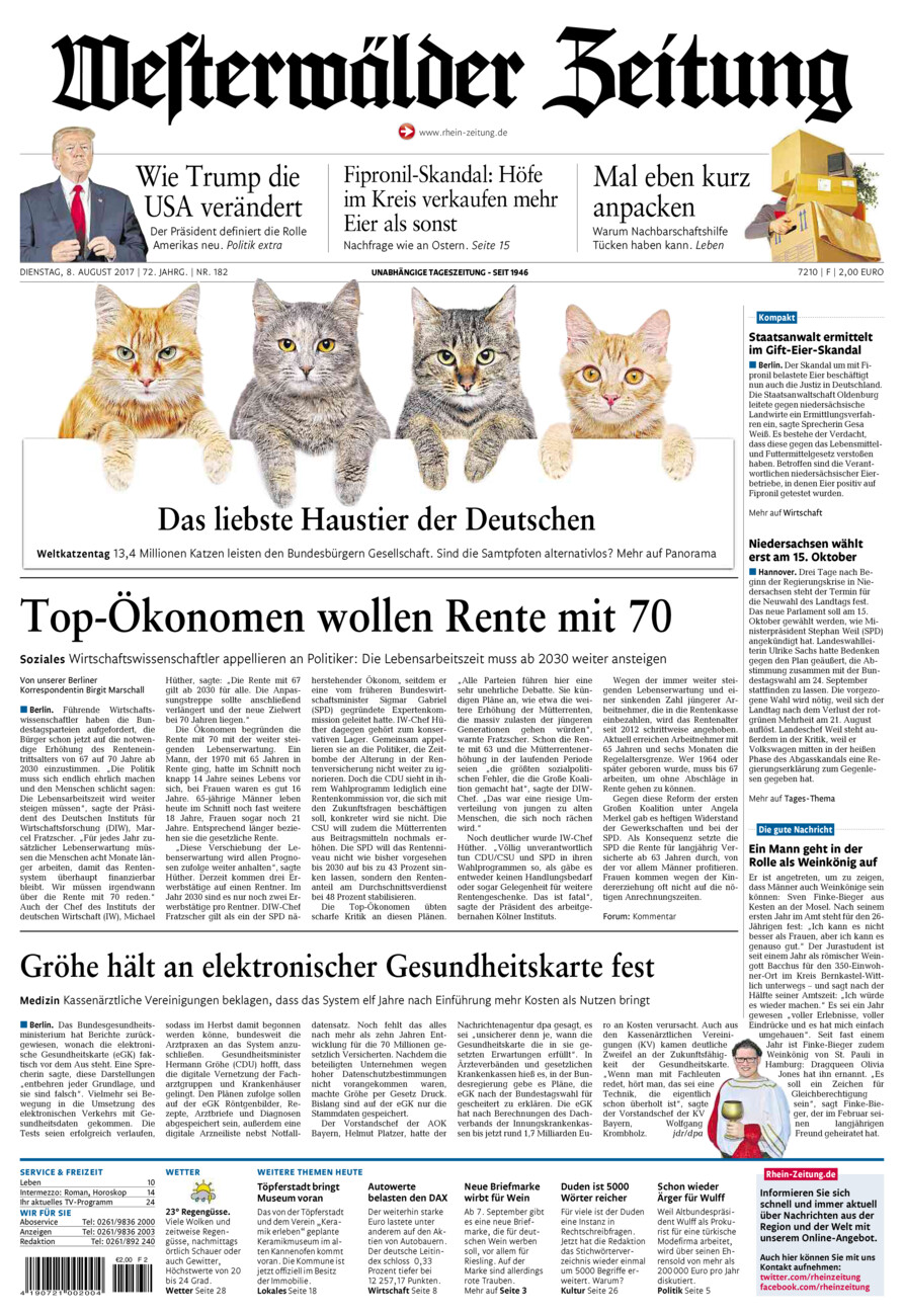 Westerwälder Zeitung vom Dienstag, 08.08.2017