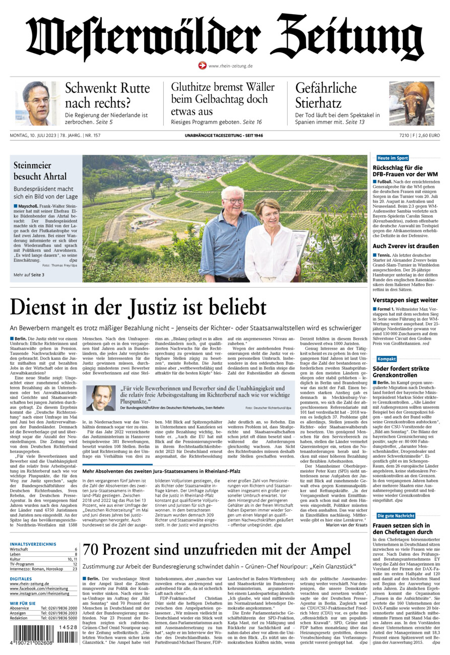 Westerwälder Zeitung vom Montag, 10.07.2023