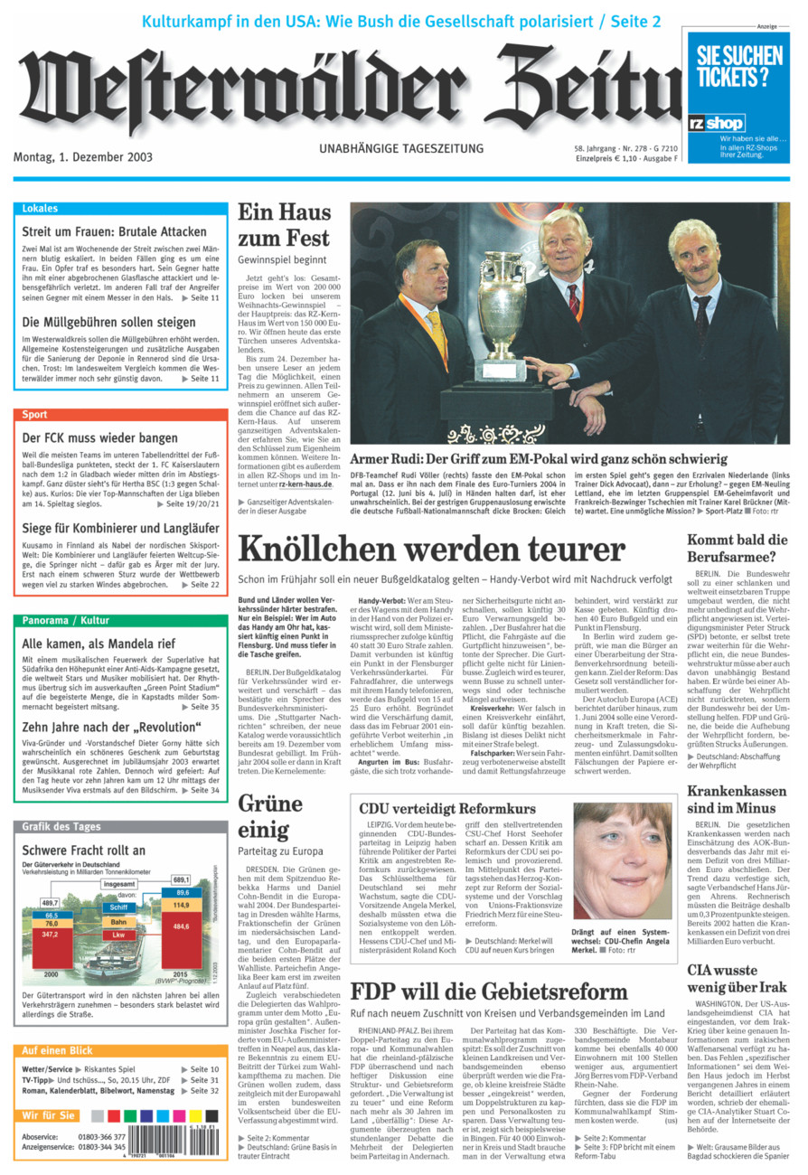 Westerwälder Zeitung vom Montag, 01.12.2003