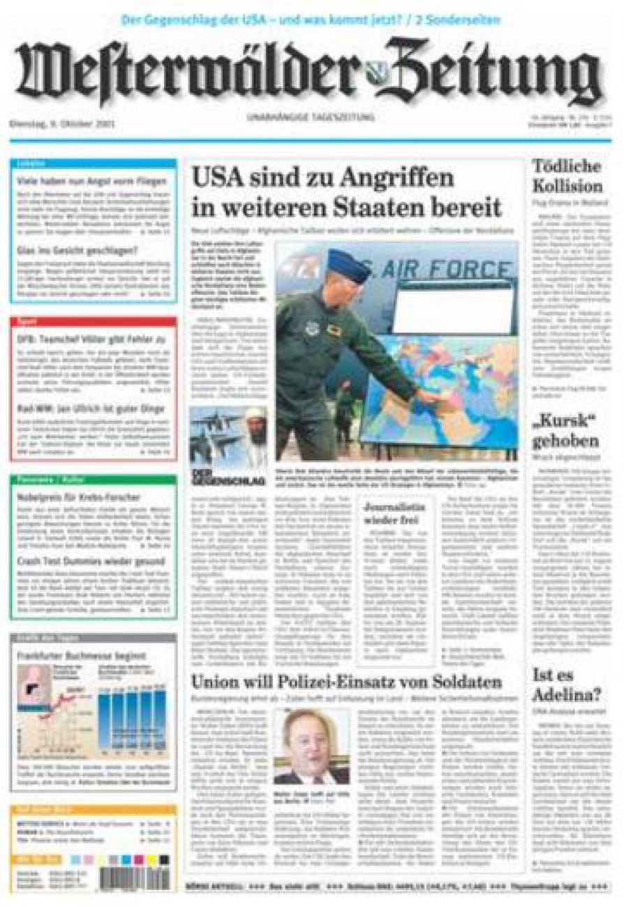 Westerwälder Zeitung vom Dienstag, 09.10.2001