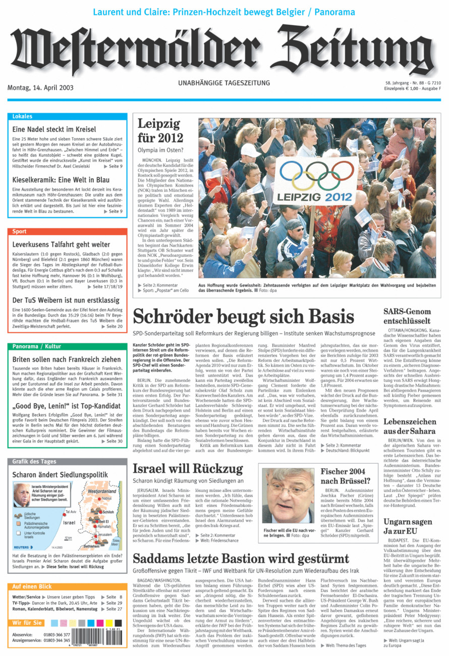 Westerwälder Zeitung vom Montag, 14.04.2003