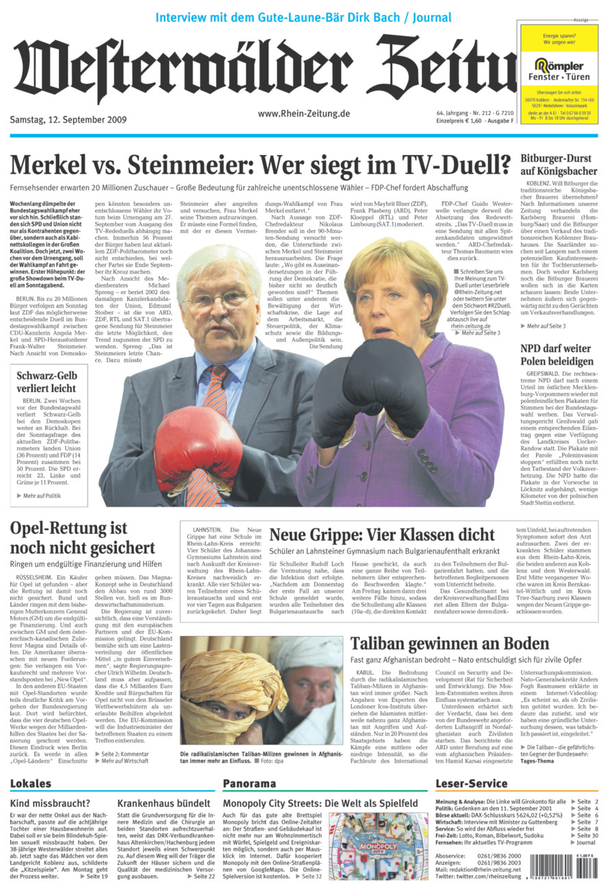Westerwälder Zeitung vom Samstag, 12.09.2009