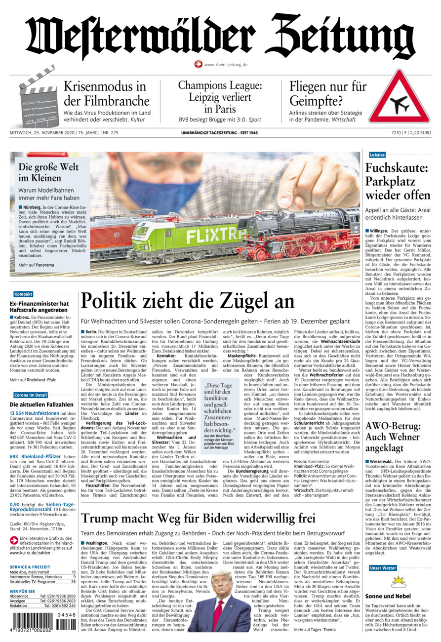 Westerwälder Zeitung vom Mittwoch, 25.11.2020