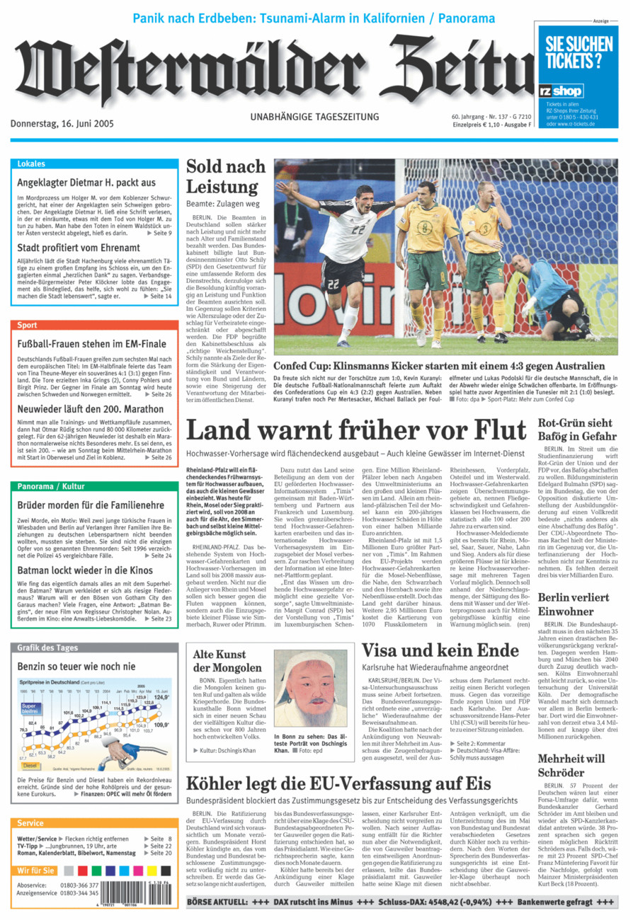 Westerwälder Zeitung vom Donnerstag, 16.06.2005