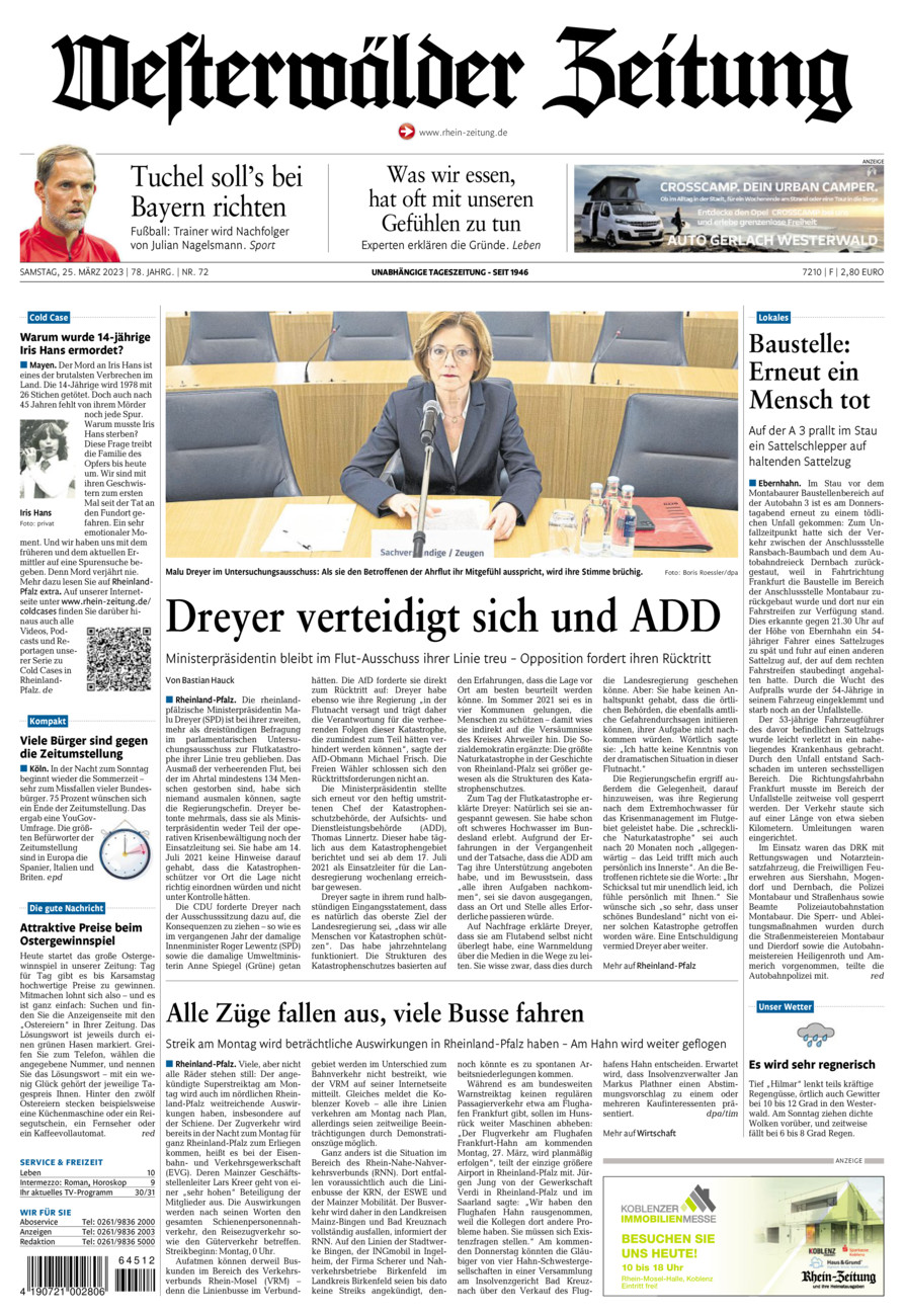 Westerwälder Zeitung vom Samstag, 25.03.2023