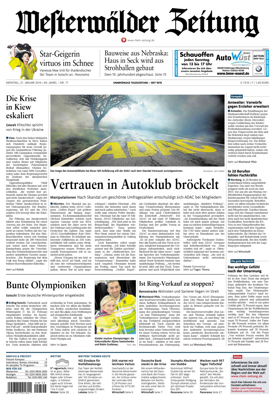 Westerwälder Zeitung vom Dienstag, 21.01.2014