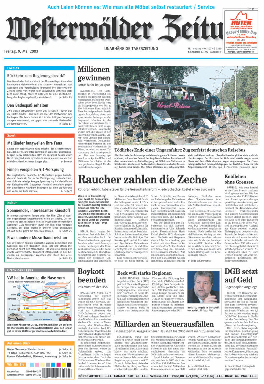 Westerwälder Zeitung vom Freitag, 09.05.2003