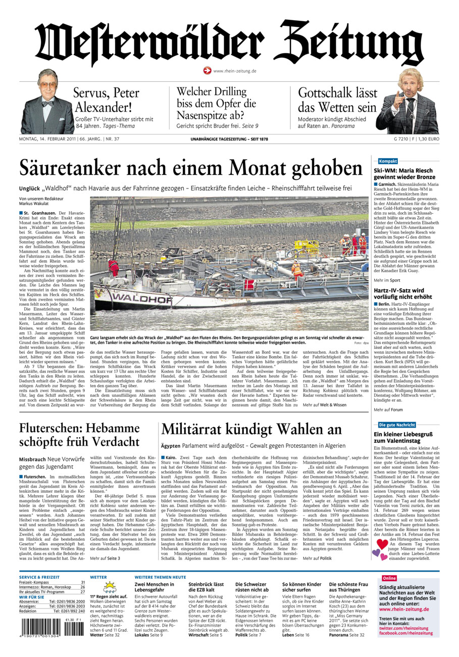 Westerwälder Zeitung vom Montag, 14.02.2011