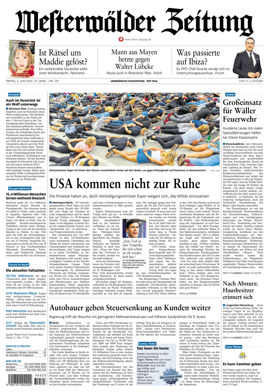 Westerwälder Zeitung vom Freitag, 05.06.2020