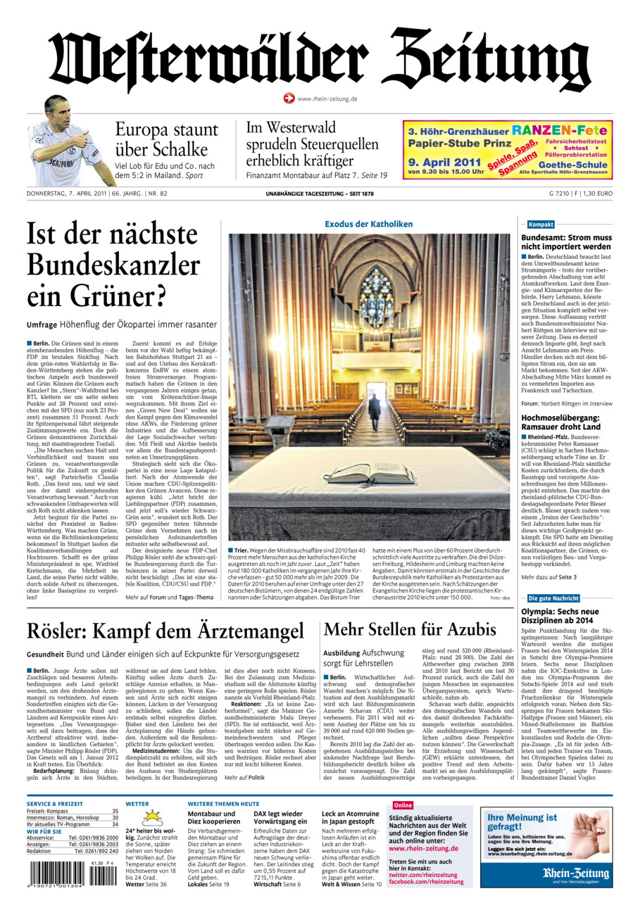 Westerwälder Zeitung vom Donnerstag, 07.04.2011
