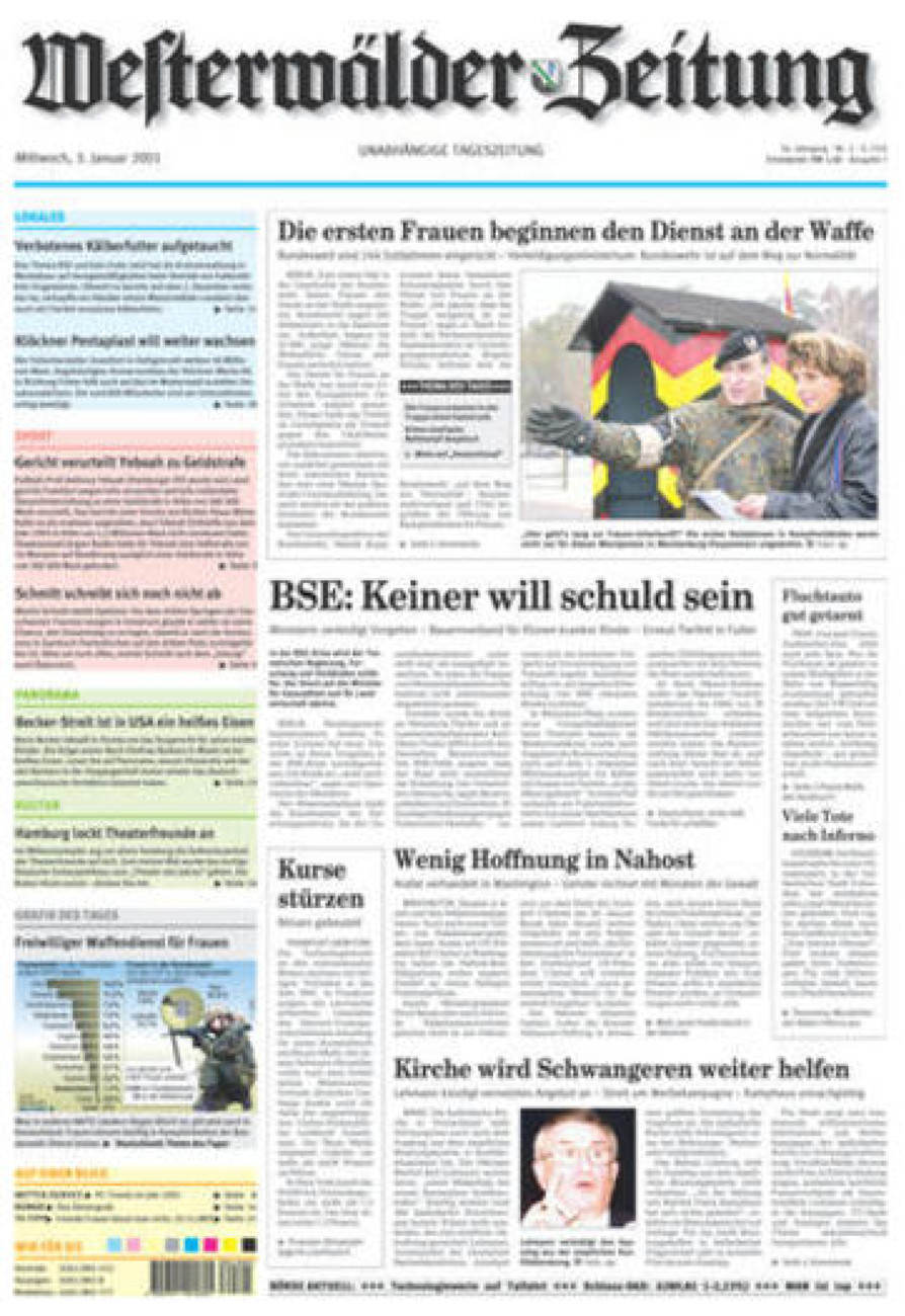 Westerwälder Zeitung vom Mittwoch, 03.01.2001