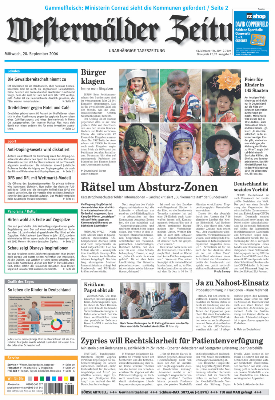 Westerwälder Zeitung vom Mittwoch, 20.09.2006