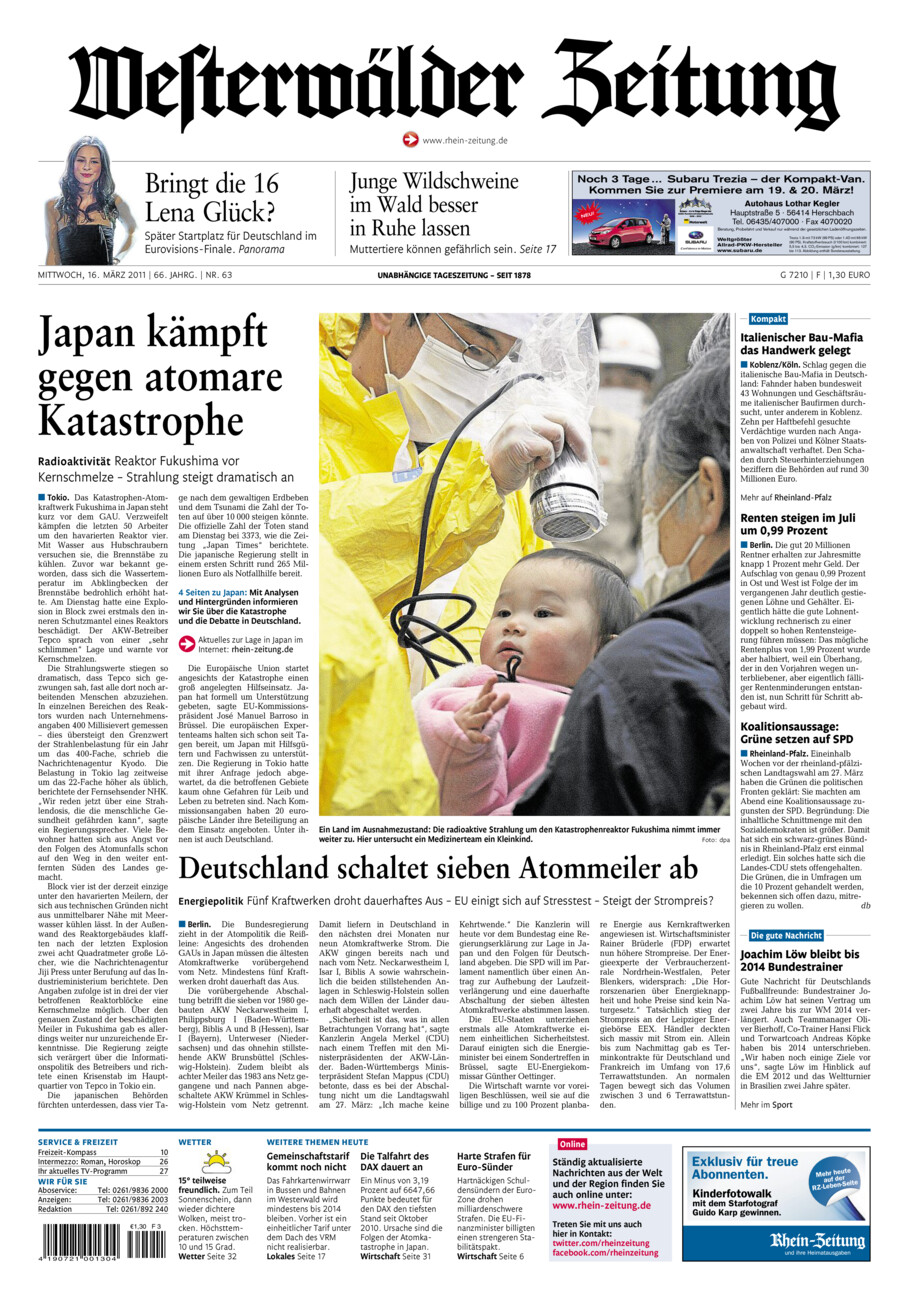 Westerwälder Zeitung vom Mittwoch, 16.03.2011