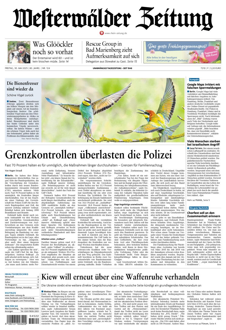 Westerwälder Zeitung vom Freitag, 30.05.2025