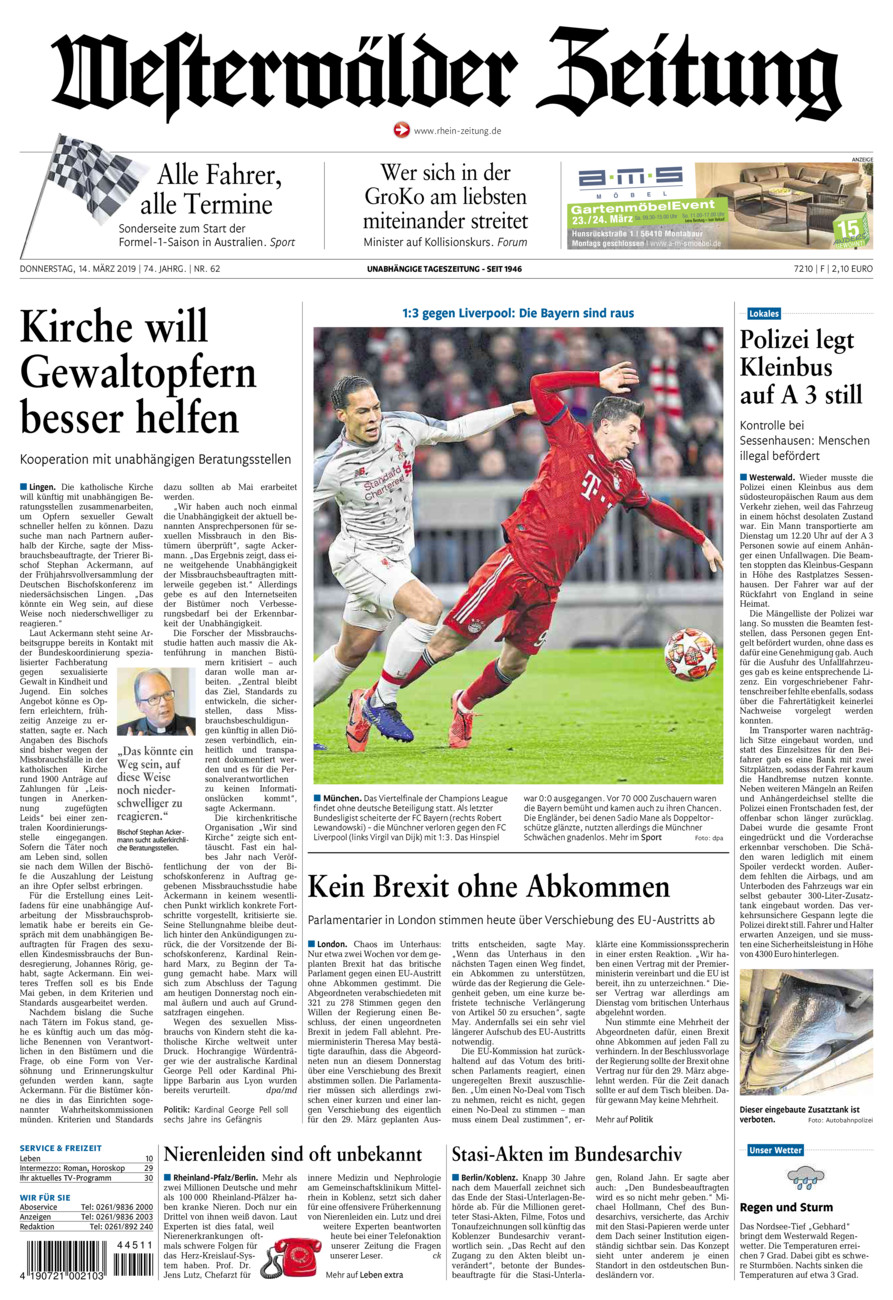 Westerwälder Zeitung vom Donnerstag, 14.03.2019