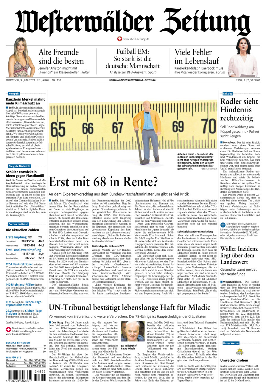Westerwälder Zeitung vom Mittwoch, 09.06.2021