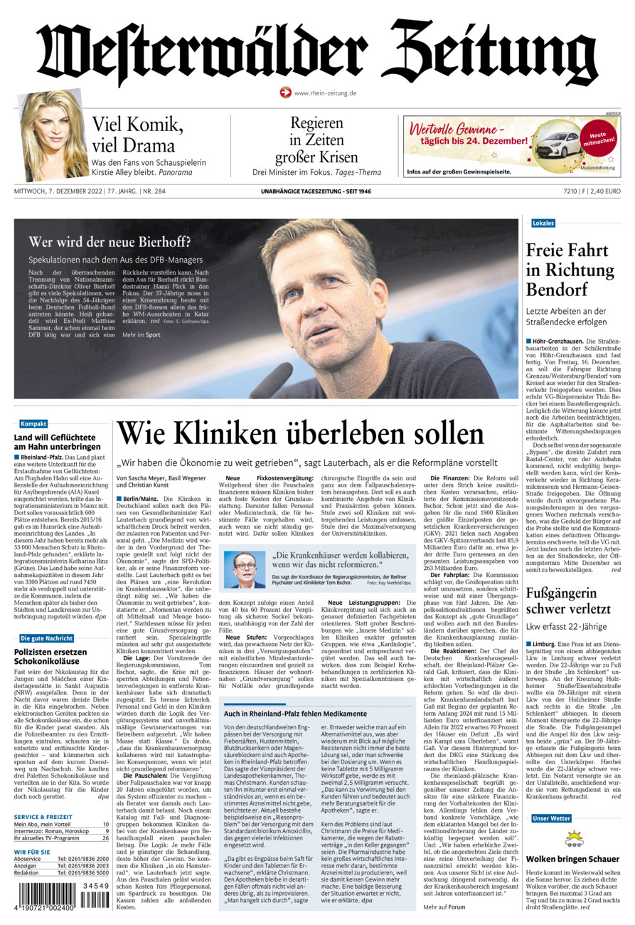 Westerwälder Zeitung vom Mittwoch, 07.12.2022