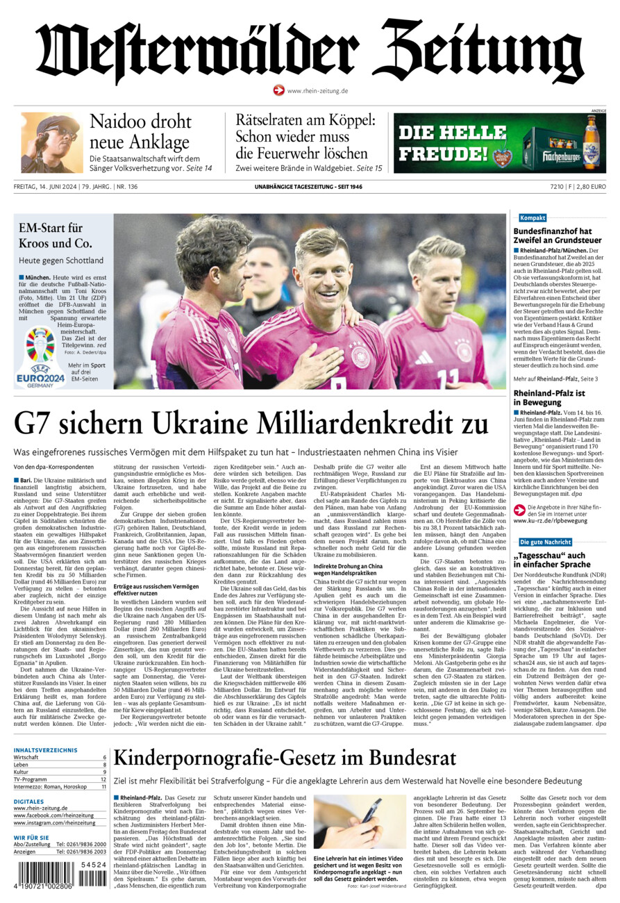 Westerwälder Zeitung vom Freitag, 14.06.2024
