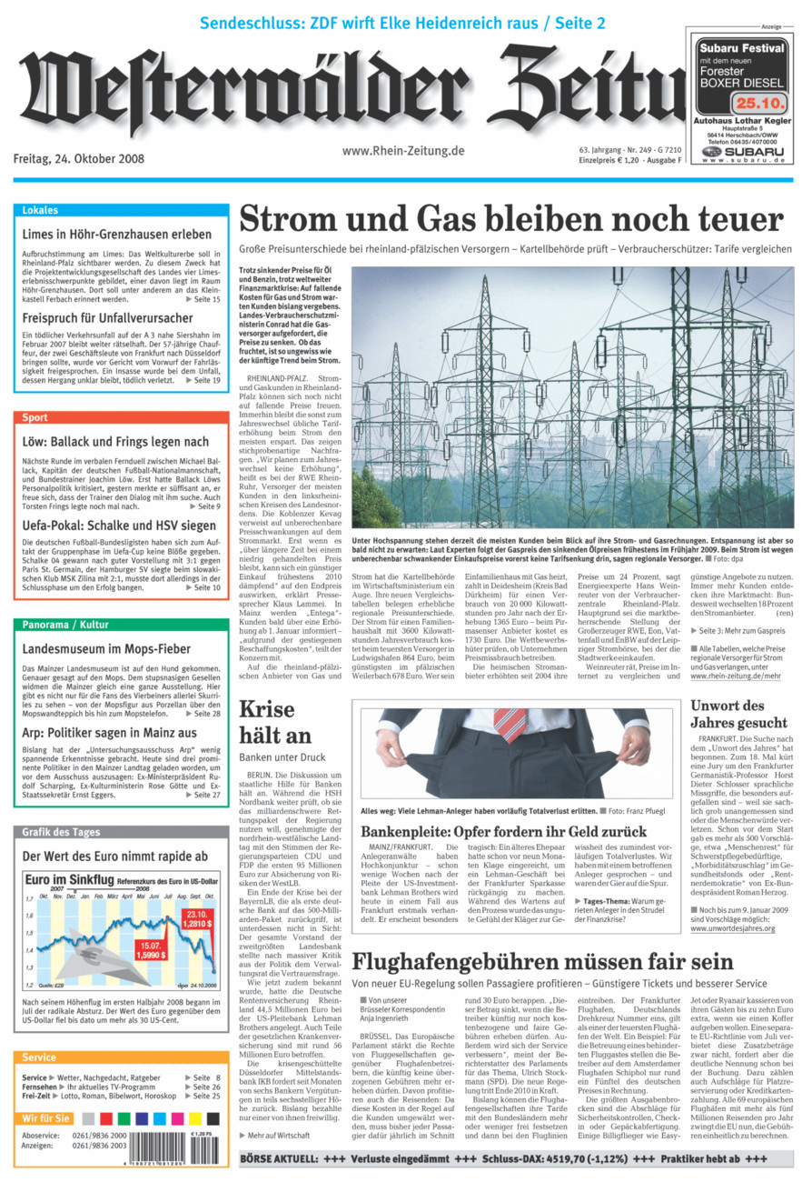 Westerwälder Zeitung vom Freitag, 24.10.2008
