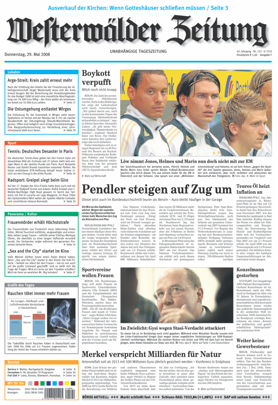 Westerwälder Zeitung vom Donnerstag, 29.05.2008