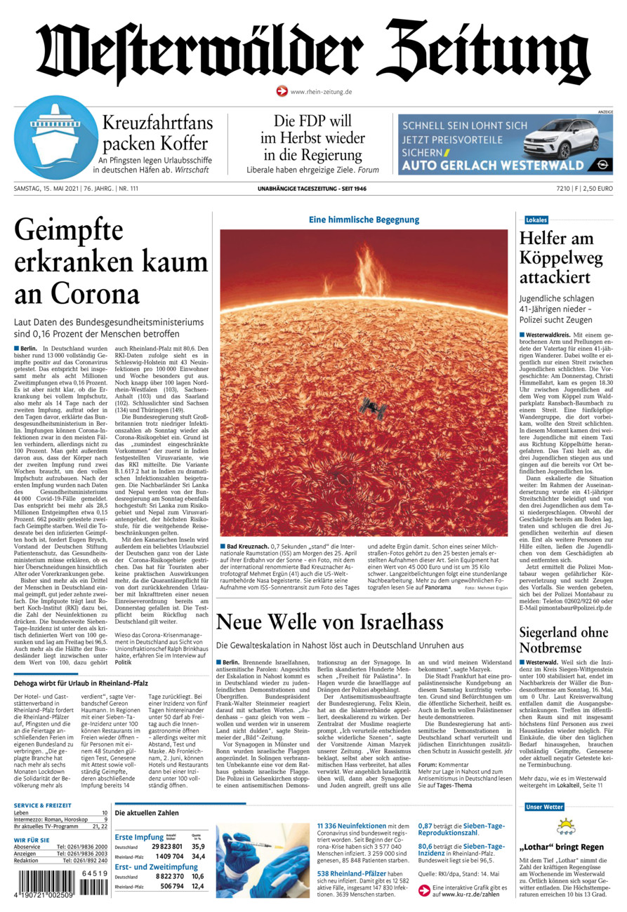 Westerwälder Zeitung vom Samstag, 15.05.2021