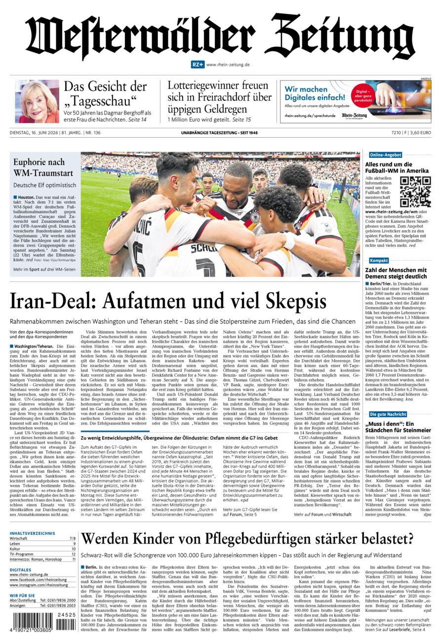 Westerwälder Zeitung vom Dienstag, 16.06.2026