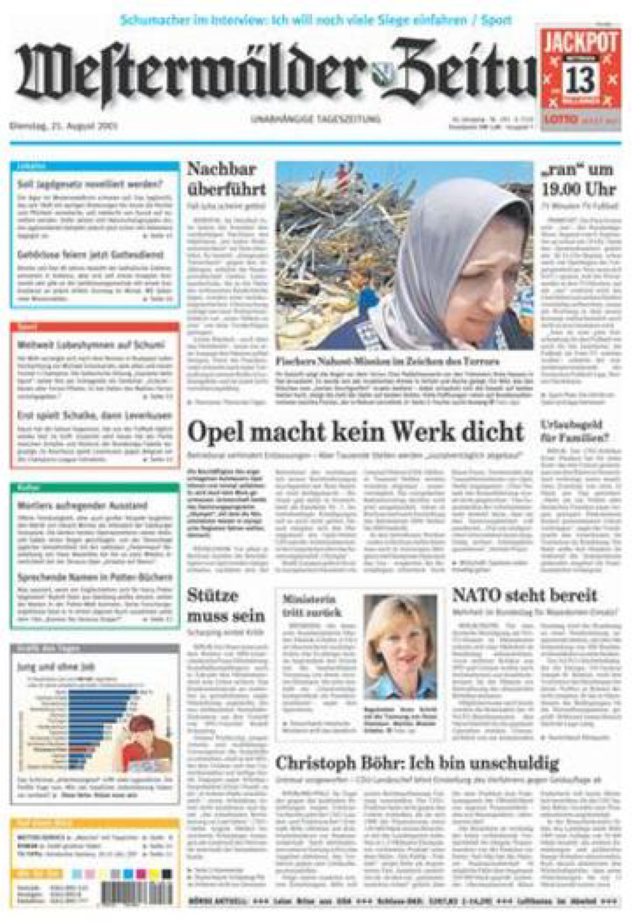 Westerwälder Zeitung vom Dienstag, 21.08.2001