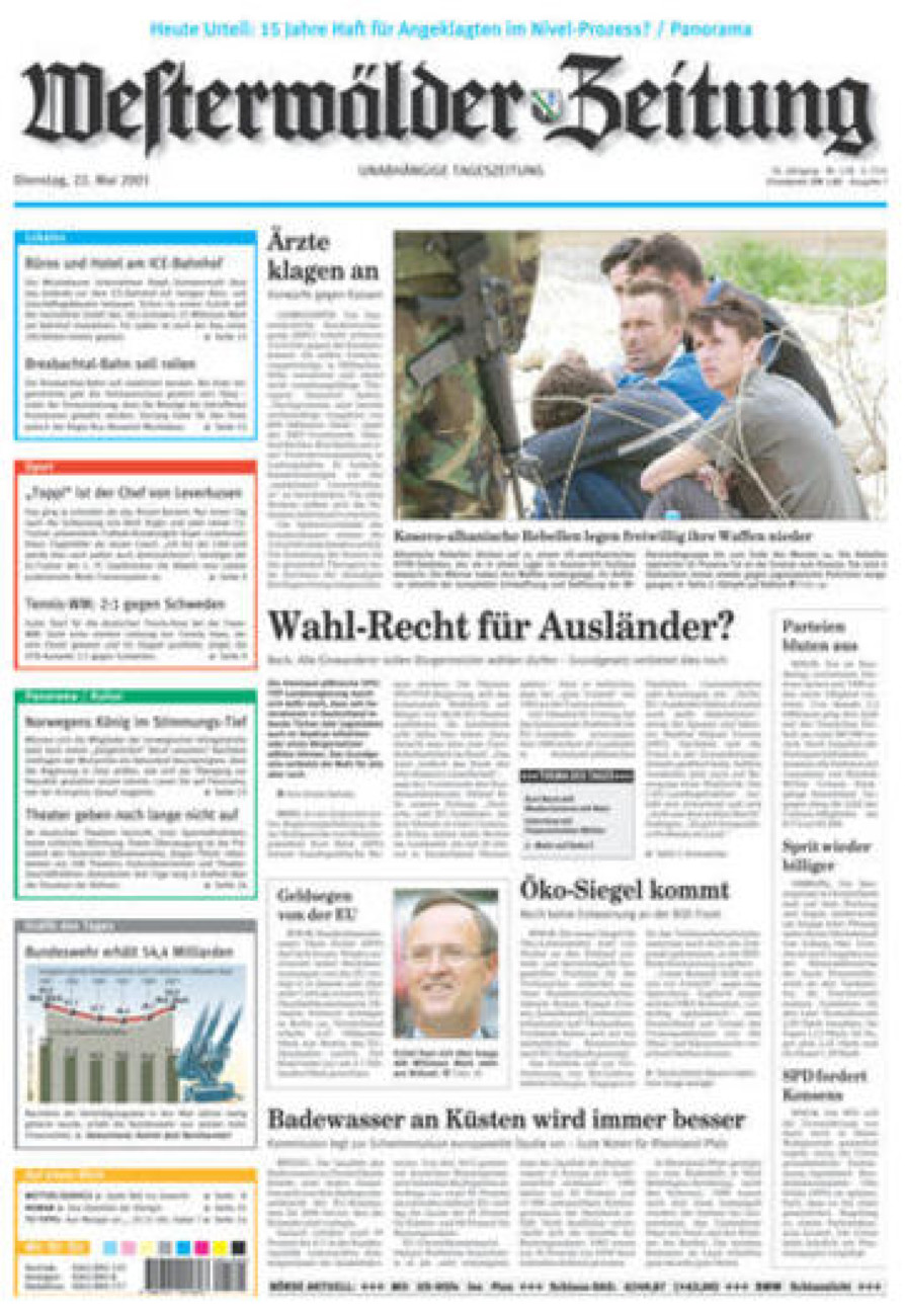 Westerwälder Zeitung vom Dienstag, 22.05.2001
