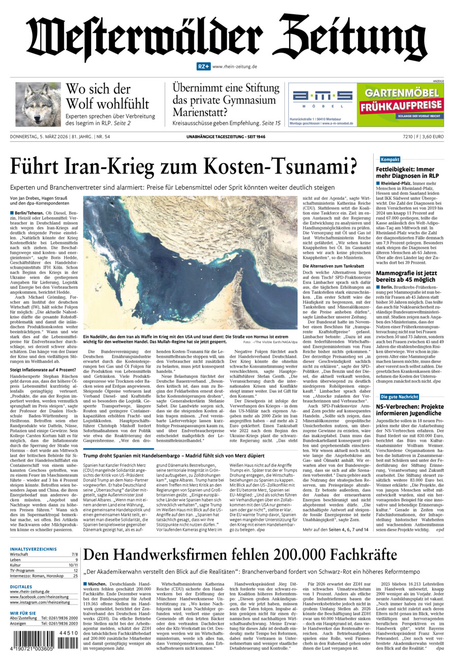 Westerwälder Zeitung vom Donnerstag, 05.03.2026