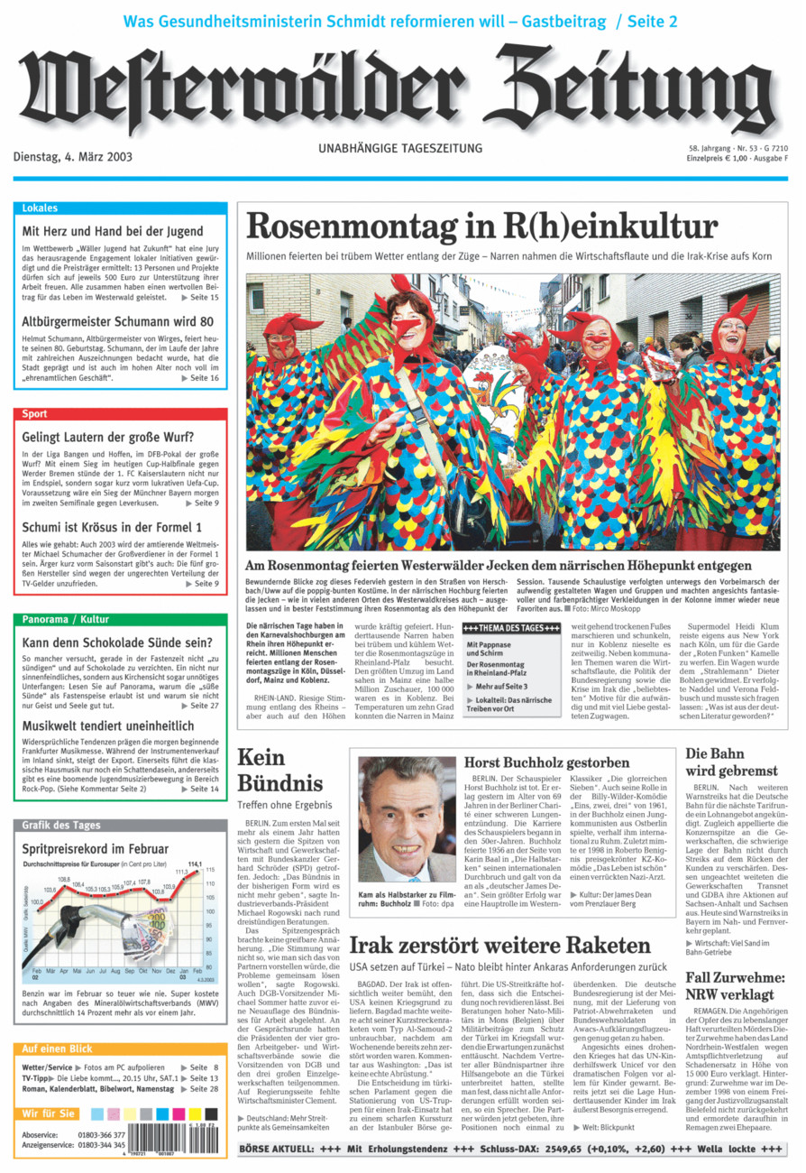 Westerwälder Zeitung vom Dienstag, 04.03.2003