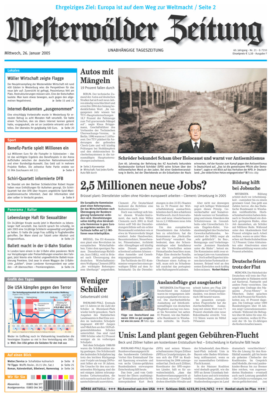 Westerwälder Zeitung vom Mittwoch, 26.01.2005