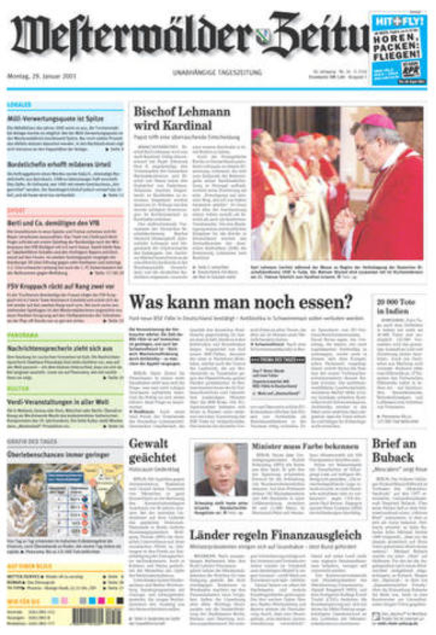 Westerwälder Zeitung vom Montag, 29.01.2001